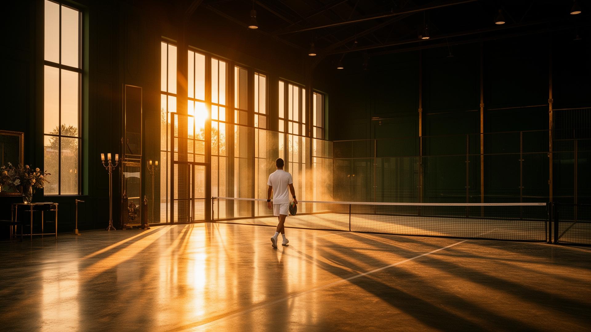 Private padel court at golden hour